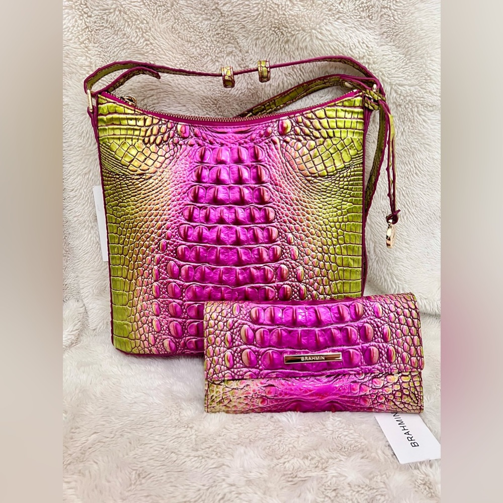 Brahmin Katie & Cordelia wallet limeade ombré Melbourne set